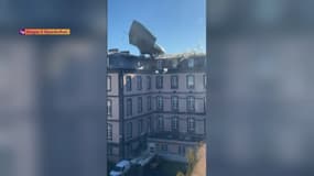 La tempête Frederico a arraché une partie d'un toît à Clermont-Ferrand. 