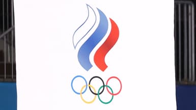 La bannière neutre des Russes lors des JO 2021 à Tokyo.