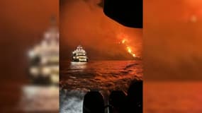 Un incendie s'est déclenché sur l'île d'Hydra en Grèce, après que des feux d'artifice ont été tirés depuis un yacht, le 21 juin 2024