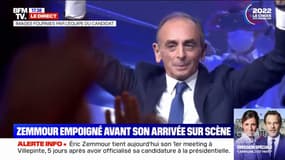 L'entrée d'Éric Zemmour pour son meeting de campagne à Villepinte