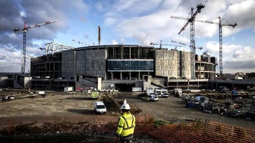 Le site du nouveau stade de l'Olympique Lyonnais, le 9 décembre 2014 à Décines près de Lyon