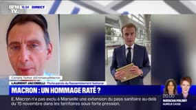 Laurent Jacobelli (RN) sur une vidéo d'Emmanuel Macron: "Comment peut-on décemment, dans la même vidéo, rendre hommage à Samuel Paty et faire le clown ?"