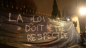 Une banderole lors d'une manifestation organisée par les syndicats agricoles au Mans, le 15 février 2022 (photo d'illustration).