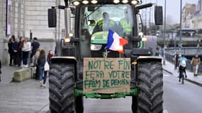 Une manifestation d'agriculteurs à Rennes le 25 janvier 2024 