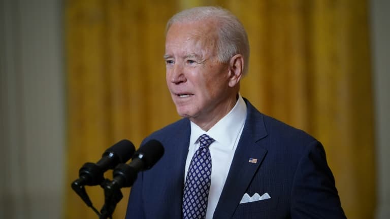 Le président américain Joe Biden en visioconférence depuis la Maison Blanche à Washington, le 19 février 2021. (Photo d'illustration)