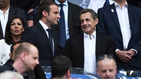 Emmanuel Macron et Nicolas Sarkozy lors de la finale de la coupe de France le 27 mai 2017. 
