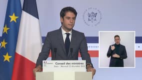 Gabriel Attal à l'issue du Conseil des ministres, le 22 décembre 2021.