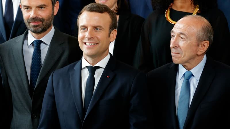 Edouard Philippe, Emmanuel Macron et Gérard Collomb le 18 mai 2017.