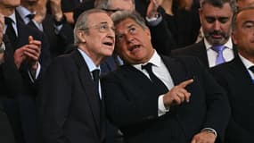 Florentino Perez et Joan Laporta lors de Real-Barça (3-2, Liga), le 21 avril 2024