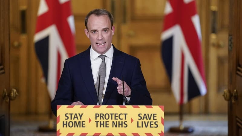 Le ministre des Affaires étrangères britannique, Dominic Raab, le 16 avril 2020.
