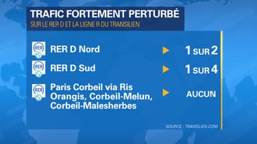 Les prévisions du trafic ce vendredi sur le RER D.