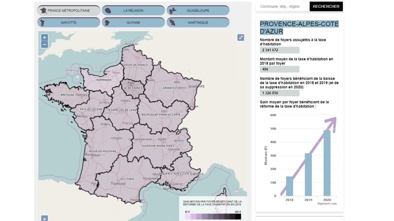 Bercy vient de diffuser une carte interactive sur la réforme de la taxe d'habitation