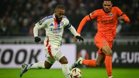 Alexandre Lacazette face à l'Eintracht Francfort en Ligue Europa, le 12 décembre 2024.