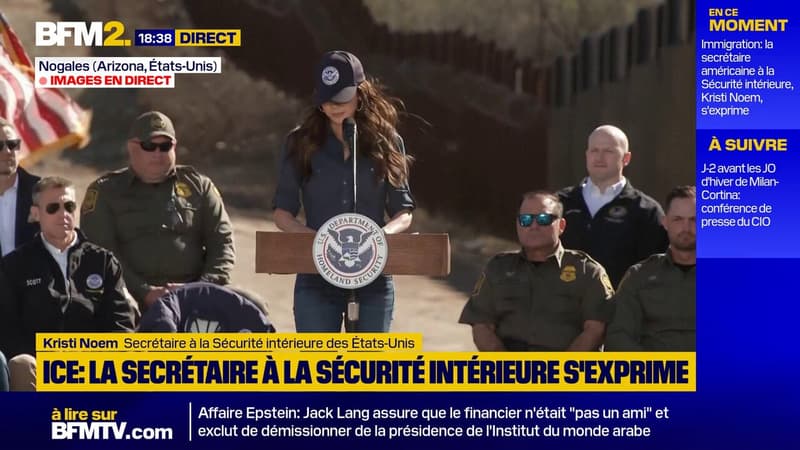 Immigration: la secrétaire américaine à la Sécurité intérieure Kristi Noem s'exprime en Arizona