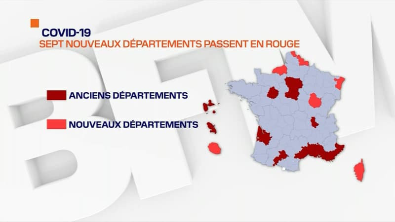Les départements en zone de circulation active du virus