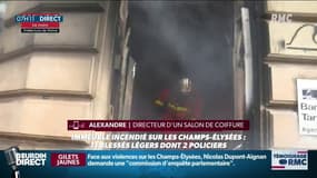 "Gilets jaunes" à Paris: "La tension est montée, ils ont mis le feu à la banque"
