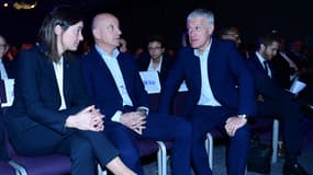 Corinne Diacre avec Guy Stéphan et Didier Deschamps