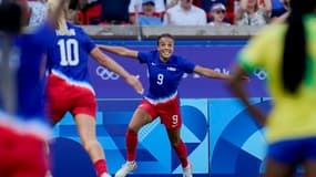 Mallory Swanson, buteuse face au Brésil en finale olympique, le 10 août 2024