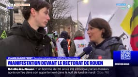 Grève du 15 mars: manifestation devant le rectorat de Rouen