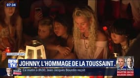 Les images de Laeticia Hallyday à Saint-Barth chantant "Mon pays, c'est l'amour" avec des fans devant la tombe de Johnny