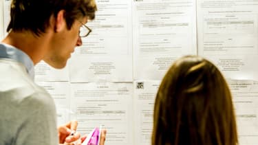 Des personnes examinant des offres de postes à Pôle Emploi (image d'illustration)