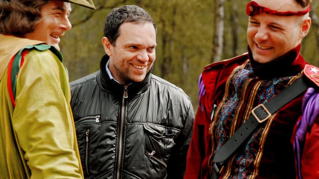 Franck Dubosc, Yann Moix et PEF sur le tournage de "Cinéman"
