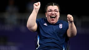 Aurélie Aubert lors de la finale de boccia BC1, le 2 septembre 2024.