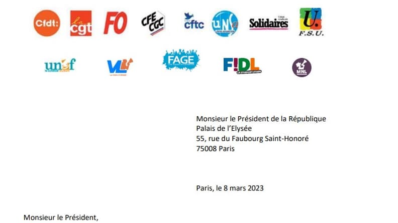 Les syndicats ont adressé une lettre au Président de la République ce jeudi et demandent à le rencontrer. Les syndicats ont adressé une lettre au Président de la République ce jeudi et demandent à le rencontrer.