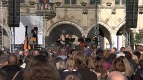 L'hommage à Dominique Bernard, le 13 octobre 2024 à Arras un an après sa mort.