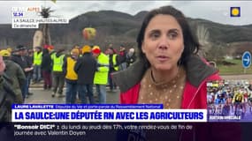 La Saulce: une députée RN échange avec les agriculteurs en manifestation