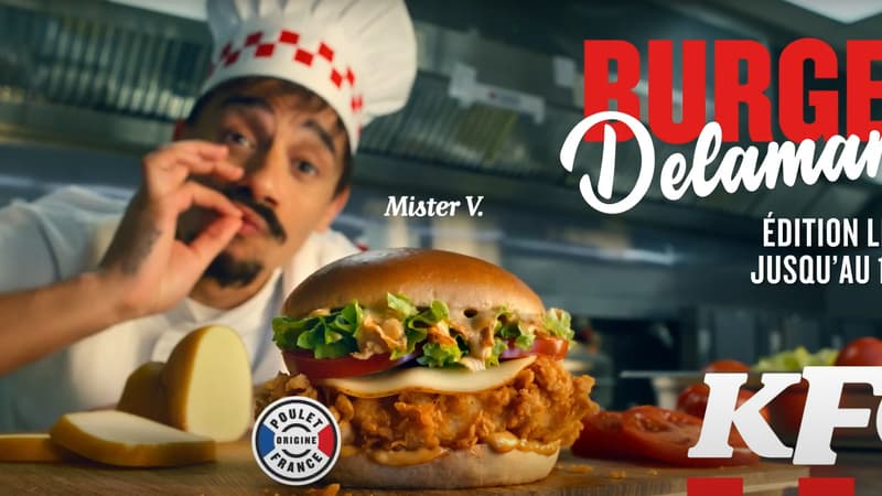 Des burgers Delamama, le personnage fictif incarné par Mister V, seront proposés dans tous les restaurants KFC de France jusqu'au 11 juin.
