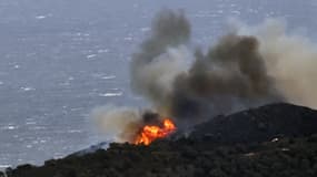 Un feu de végétation s'est déclaré près de Banyuls-sur-Mer, dans les Pyrénées-Orientales, le 16 avril 2023