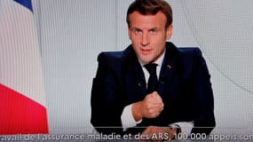 Emmanuel Macron lors de son allocution télévisée.