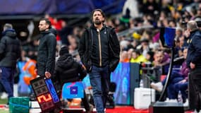 Guillaume Allanou, entraîneut de Saint-Brieuc lors du quart de finale de la Coupe de France contre le PSG (0-7), le 26 février 2025