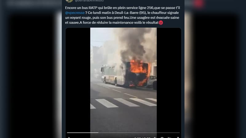 Val-d'Oise: un bus prend feu en pleine rue à Montmorency, la RATP ouvre une enquête interne (1/1)