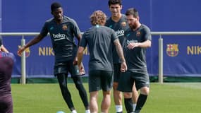 Ousmane Dembélé et Antoine Griezmann à l'entraînement du Barça