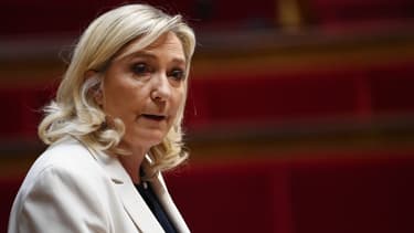 La président du groupe Rassemblement national Marine Le Pen à l'Assemblée nationale le 20 octobre.