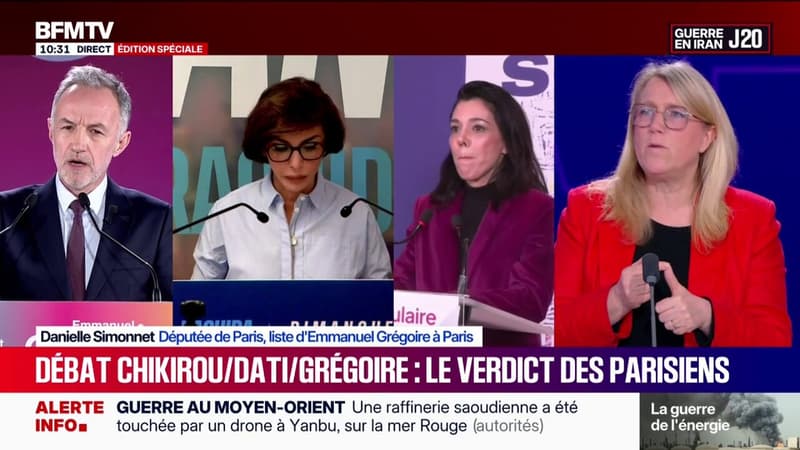 Débat des municipales à Paris: "À chaque fois qu'on a posé des questions précises (à Rachida Dati), elle a été incapable d'y répondre", assure Danielle Simonnet