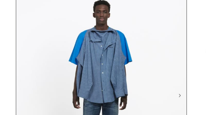 Un T-shirt/chemise Balenciaga. La marque a pris depuis deux ans un virage kitsch, flirtant avec le mauvais goût