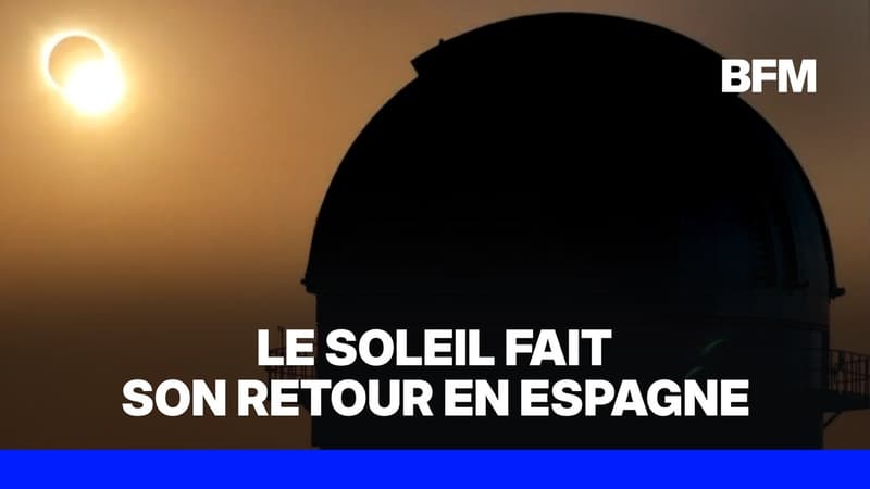 Spectaculaire retour du soleil après l'éclipse en Espagne