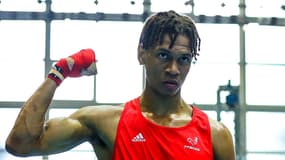 Yojerlin César lors des championnats d'Europe jeunes de boxe, le 15 avril 2022.