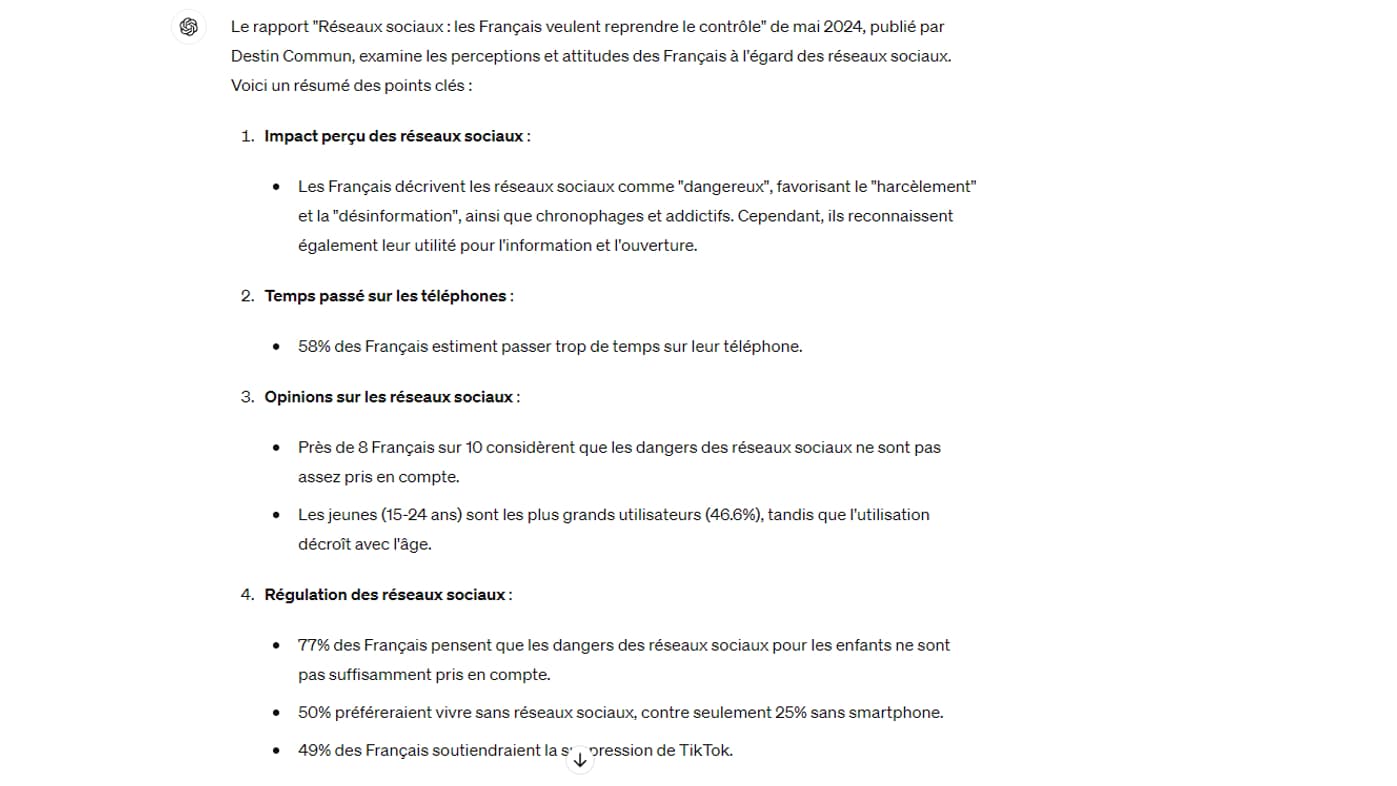 Le résumé généré par ChatGPT.