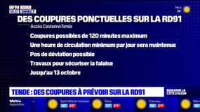 Tende: des coupures de circulation ponctuelles à prévoir sur la RD91