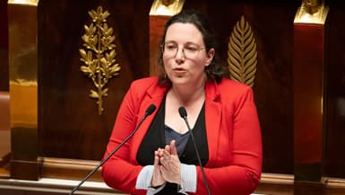 Cyrielle Chatelain, présidente du groupe Écologiste et Social à l'Assemblée nationale, devant l'hémicycle le 3 mars 2025.