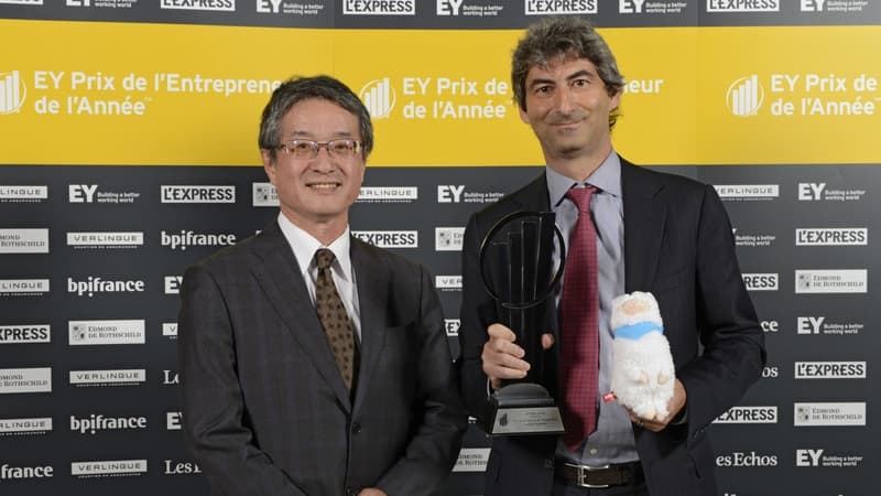 Scality est dirigée par Jérôme Lecat (à droite sur la photo, recevant en 2015, le prix de la start-up de l'année)