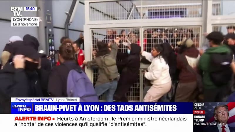 Une manifestation contre la venue de Yaël Braun-Pivet à l'université Lyon 3