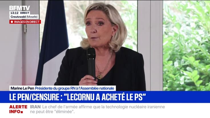 Censure sur le budget: Sébastien Lecornu "a sorti le carnet de chèques des Français et a acheté le PS", déclare Marine Le Pen