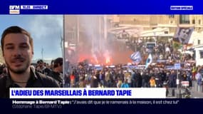 L'adieu des Marseillais à Tapie: le cortège fend la foule de supporters