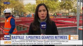 Cinq poutres géantes retirées à Bastille pour ouvrir la place vers le port de l'Arsenal