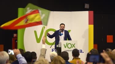 Santiago Abascal, l'homme à la tête de Vox, une formation politique qui fait son entrée aujourd'hui au Parlement d'Andalousie